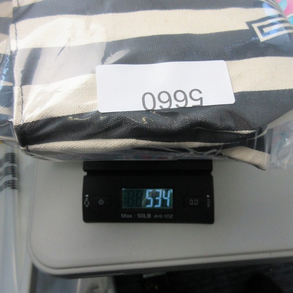 Victoria's Secret Canvas Tote Bag w/ Pouch Black White Striped Gym Travel 534 - Picture 12 of 12